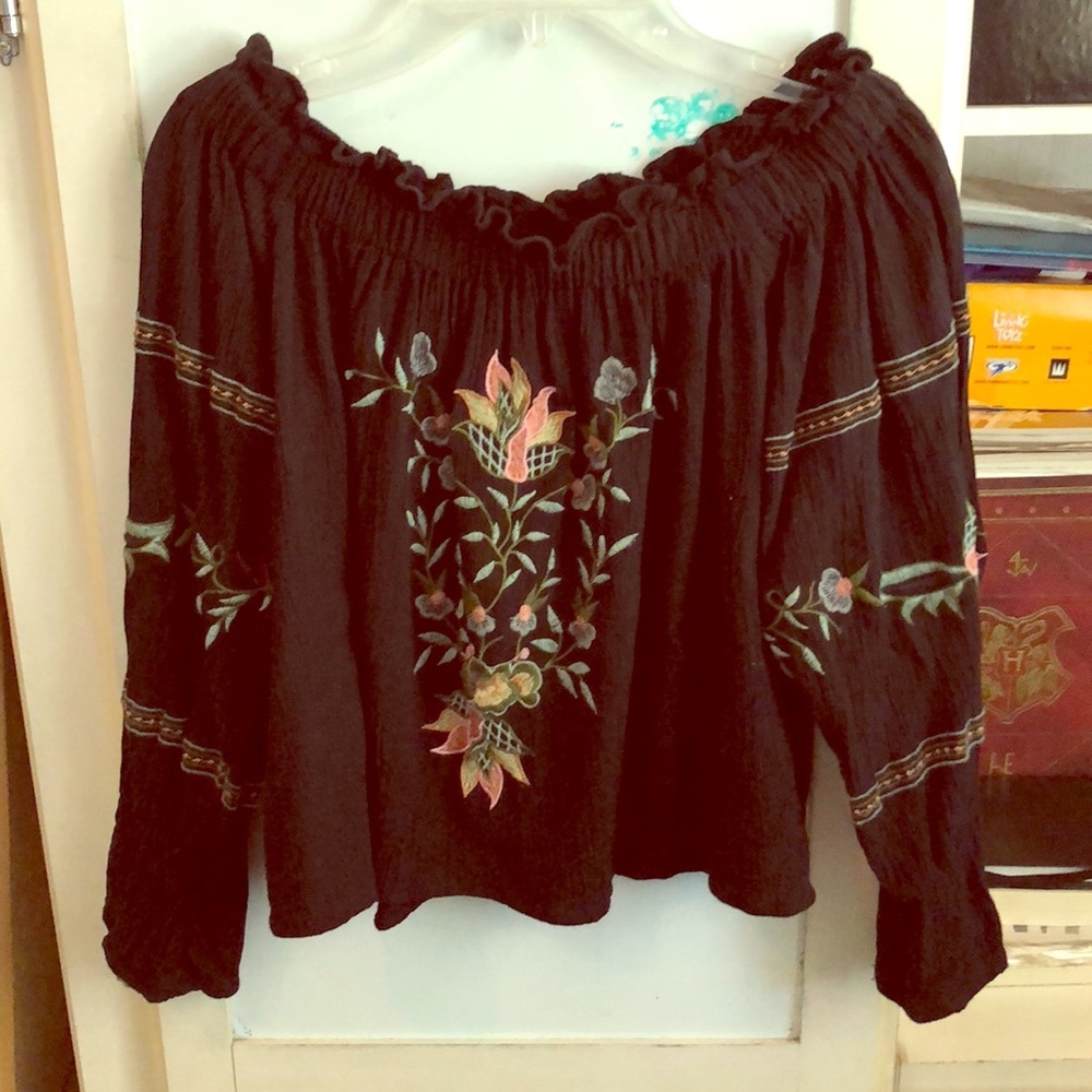 AEO embroidered off the shoulder top